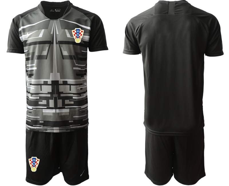 Men 2021 European Cup Croatia black goalkeeper Soccer Jerseys1->croatia jersey->Soccer Country Jersey
